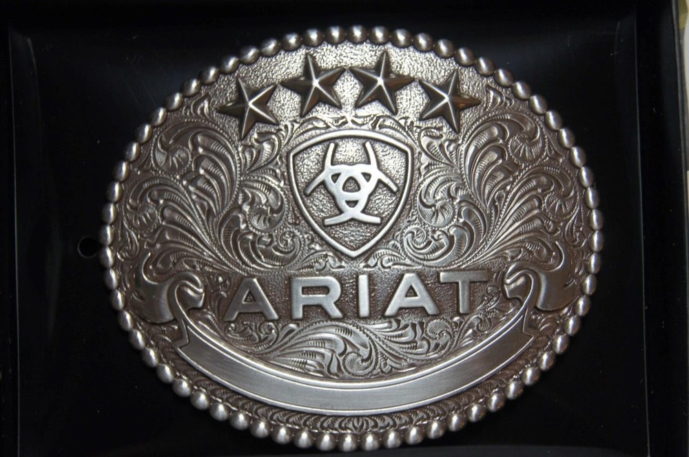 Ariat Western Belt Oval Buckle Stars Logo Silver A37061