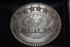 Ariat Western Belt Oval Buckle Stars Logo Silver A37061