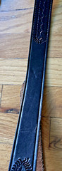 Horse Head Belt Buckle and Black Leather Belt 47 in Made in Mexico