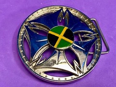 Spinning Moving Round Wheel Green Black Yellow Flag? Color Belt Buckle