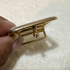 Vintage Gold S Logo 1&Prime; Belt Buckle Made in Italy DIY Leathercraft Hardware 90s