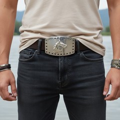 Men Women Western Fashion Belt Buckle Silver Metal Rodeo Horse Casual Accessory