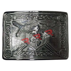 AAR Men Scottish Kilt Belt Buckle Rampant Lion Chrome Finish Kilt Pin Socks