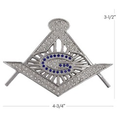 Silver with Rhinestones MASON Stone Crafters Belt Buckle Masonic symbols Compass