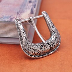 Western Engraved Silver Equestrian Tack Bridle/Halter Belt Buckle 3pc Set 1-1/2&Prime;