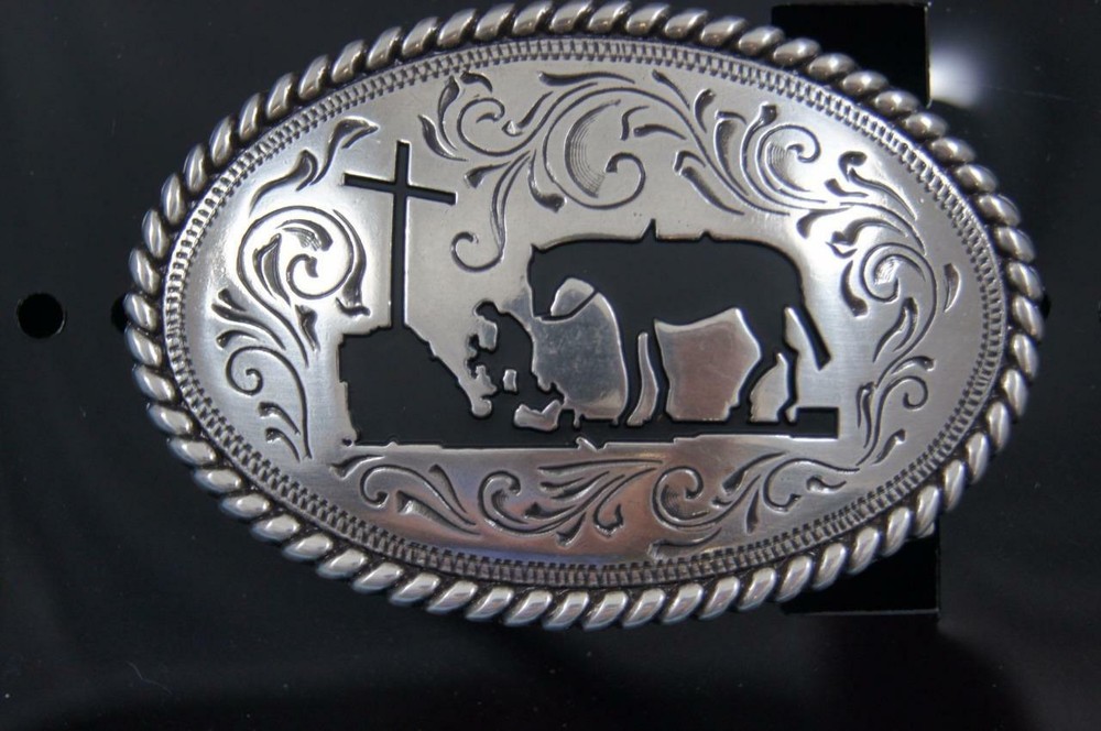 Nocona Cowboy Praying at the Cross Youth Belt Buckle M & F Western 37382