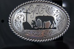 Nocona Cowboy Praying at the Cross Youth Belt Buckle M & F Western 37382