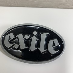 EXILE CYCLES Black Gloss Belt Buckle 4” x 2-3/8”