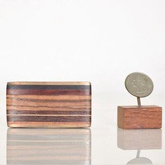 Mid-Century Kenneth Reid Modern Brass Exotic Wood Stripe Belt Buckle New Mexico