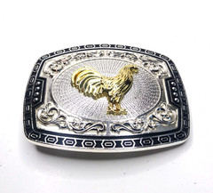 Rooster Western Cowboy Belt Buckle Hebilla Vaquero Rodeo Gallo Del Cielo, Silver