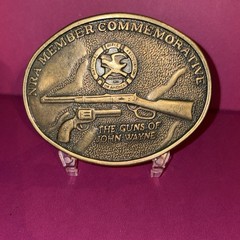 Vtg NRA Member Commemorative Guns of John Wayne Belt Buckle