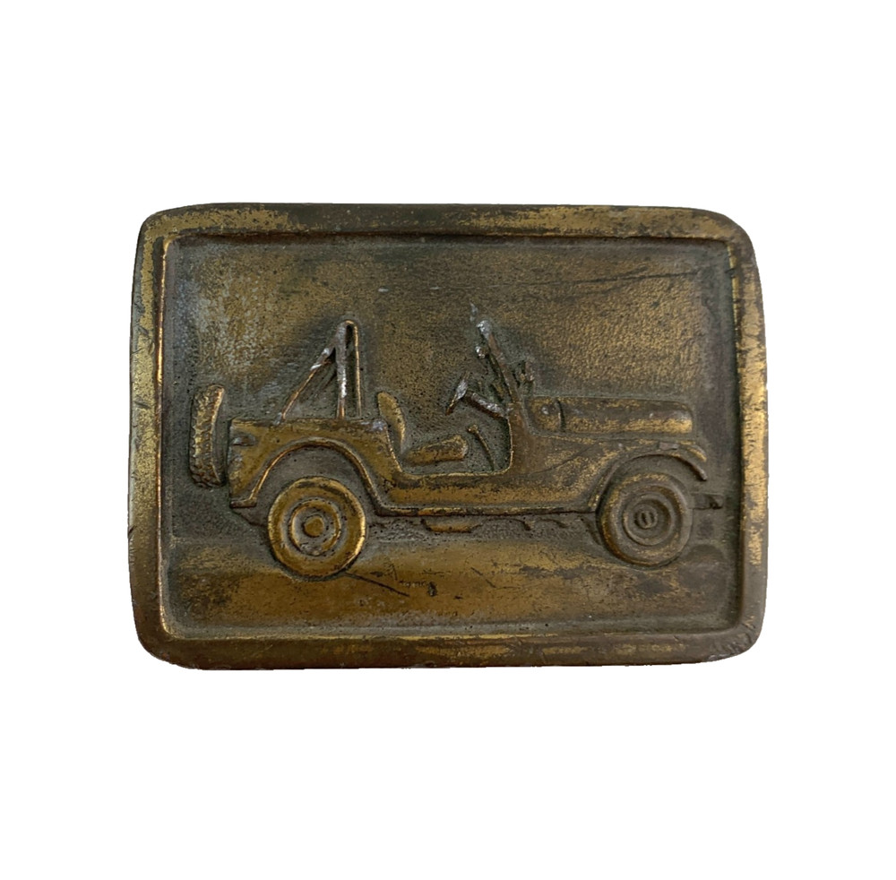 Vintage Indiana Metal Craft Brass CA22 Classic Jeep Rough Rider Belt Buckle