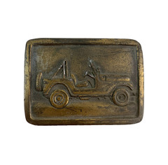Vintage Indiana Metal Craft Brass CA22 Classic Jeep Rough Rider Belt Buckle