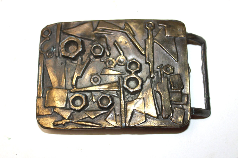 VINTAGE ABSTRACT MODERN BRUTALIST BELT BUCKLE