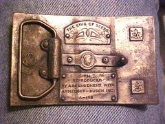 SHARP Advertising Budweiser Beer Label Solid Brass Mens Belt Buckle #M227