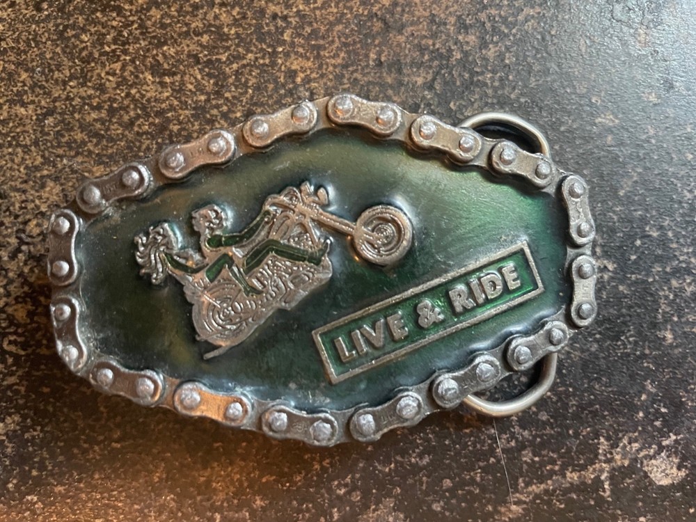 Live and Ride Chain Belt Buckle