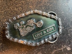 Live and Ride Chain Belt Buckle