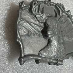 Deer Buck Belt Buckle Mountains Scene Antlers 1994 Reissue Collectible