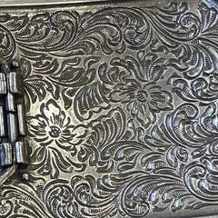 Ariat Logo Western Belt Buckle Floral Silver & Gold tone
