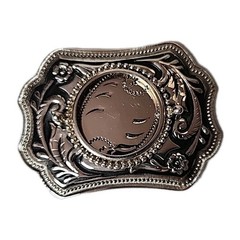 New Vintage Western Silver Engraved Belt Buckle Floral Scroll Cowboy Ornate NWOT