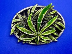 Marijuana Cannabis Pot Leaf Weed Enameled 3D Dimensional Layered Belt Buckle