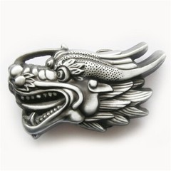 Vintage 3D Cut Out Dragon Head Belt Buckle Gurtelschnalle