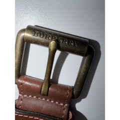 Burberry London Belt Sz L 37&Prime; Light Brown Smooth Leather Brass Buckle USA High