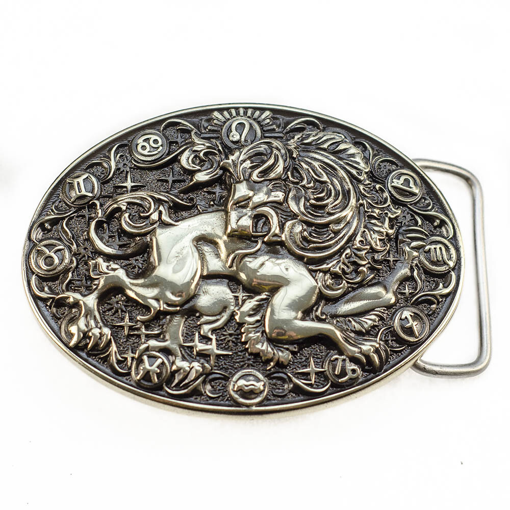 Leo german silver belt buckle, Lion Horoscope Astrological Zodiac Sign buckle