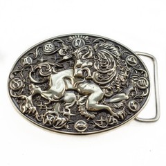 Leo german silver belt buckle, Lion Horoscope Astrological Zodiac Sign buckle