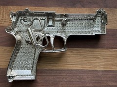 Gun Belt Buckle Iced Style Silver Metal Full of Rhinestones Revolver Pistols Men