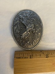 VTG Bald Eagle Soaring Ornate Oval Belt Buckle Majestic Wings Flying Patriotic