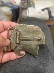 Vintage 1970s Wyoming Studio Art Works Native American Chief Belt Buckle