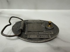 vintage USA made LITTLE FARMERS belt buckle SOLID PEWTER farming WESTERN heavy