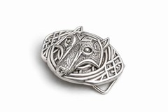 Celtic Wolf Head Belt Buckle, Zamak Alloy, Fits 1.5 Inch Belt