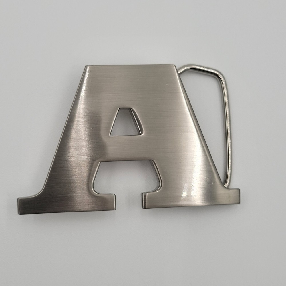 A Initial Brushed Chrome Belt Buckle 3&Prime; x 2&Prime; Up To 1 1/4&Prime; Belt