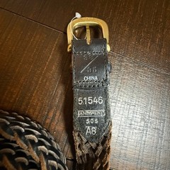 Lands End Mens Black Braided Leather Belt Solid Brass Buckle Casual Size 38