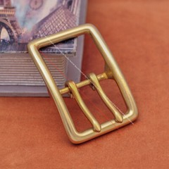 BIG HEAVY DUTY SOLID BRASS MIDDLE BAR DOUBLE PIN BELT BUCKLE LEATHERCRAFT BUCKLE