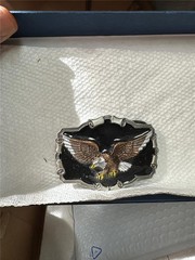 Vintage Soaring Eagle with Black Enamel Background Belt Buckle by Great American
