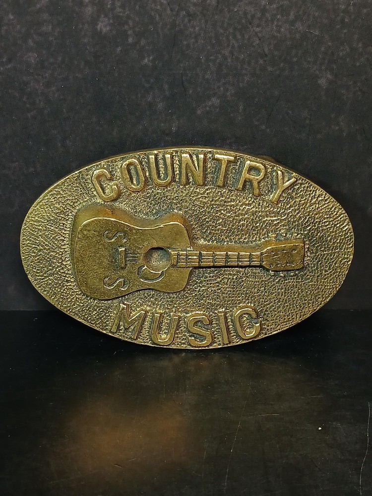 Solid Brass Country Music Guitar Belt Buckle