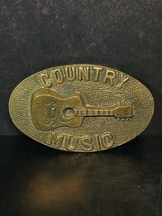 Solid Brass Country Music Guitar Belt Buckle