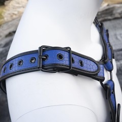 ZZRBVFH Alligator Grain PU Mens Harness Leather Suspenders Adjustable, Blue