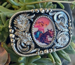 Vintage Style Pink Cowgirl Belt Buckle Western Rodeo Trophy for Women Gift Wear