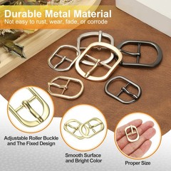 4 Pcs 0.6 Inch Single Prong Buckle Oval Center Bar Buckle, Gold Tone
