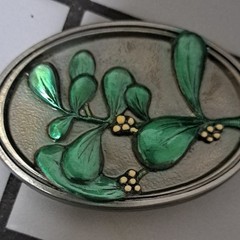 Paladin Inc. 1988 Green Silver Floral Oval Western Belt Buckle for Men
