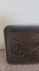 Vintage *NRA* Whittington Center Brass Belt Buckle – MINT – NEW !!!