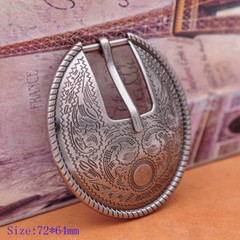 BIG Silver Flower Engraved Vintage Western Cowboy Belt Buckle Set Fit 20mm Strap