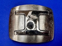 Custom Initial Block Letter I Silver Tone Outlined Reflective Retro Belt Buckle