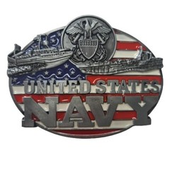 Metal United States Navy Belt Buckle Red, White, and Blue