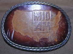 Belt Buckle – MID AM – USA Map – Leather Insert – 3.75 »x2.5 » – 1C