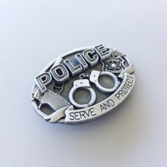 Antique Silver Hero Law Enforcement Belt Buckle